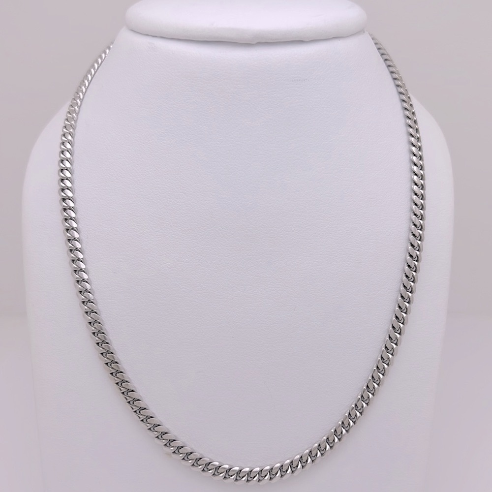 NEW — Solid Sterling Silver w/ Rhodium Plating Miami Cuban Chain (4mm)